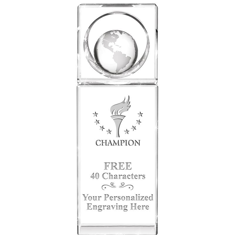 8"WINNERS CIRCLE GLOBE CRYSTAL