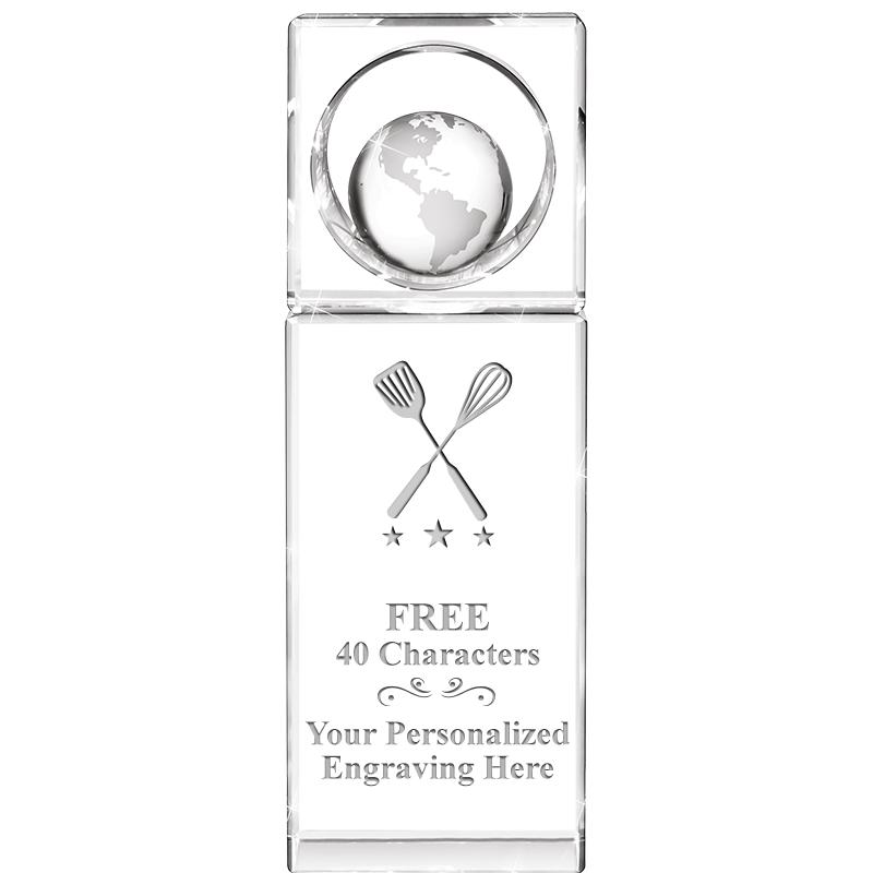 8"WINNERS CIRCLE GLOBE CRYSTAL