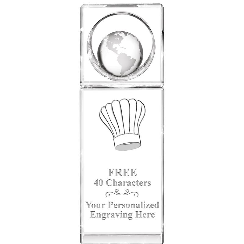 8"WINNERS CIRCLE GLOBE CRYSTAL