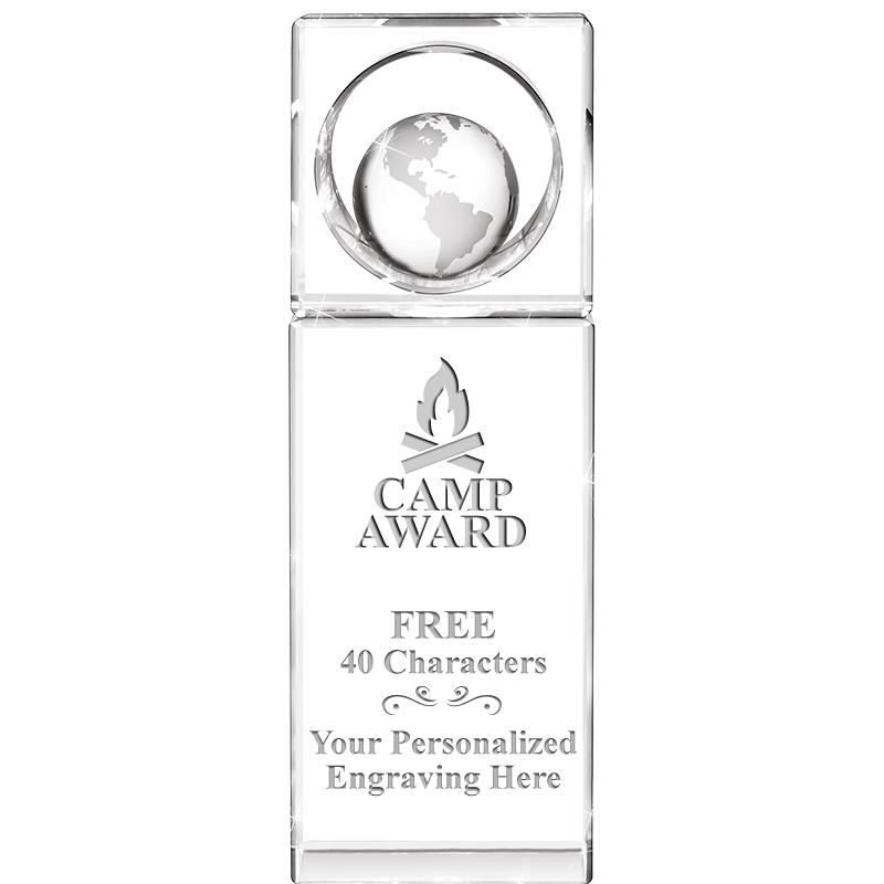 8"WINNERS CIRCLE GLOBE CRYSTAL