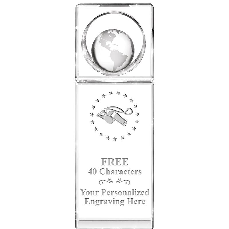 8"WINNERS CIRCLE GLOBE CRYSTAL