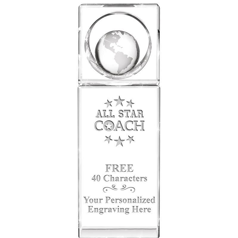 8"WINNERS CIRCLE GLOBE CRYSTAL