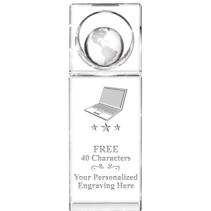 8"WINNERS CIRCLE GLOBE CRYSTAL