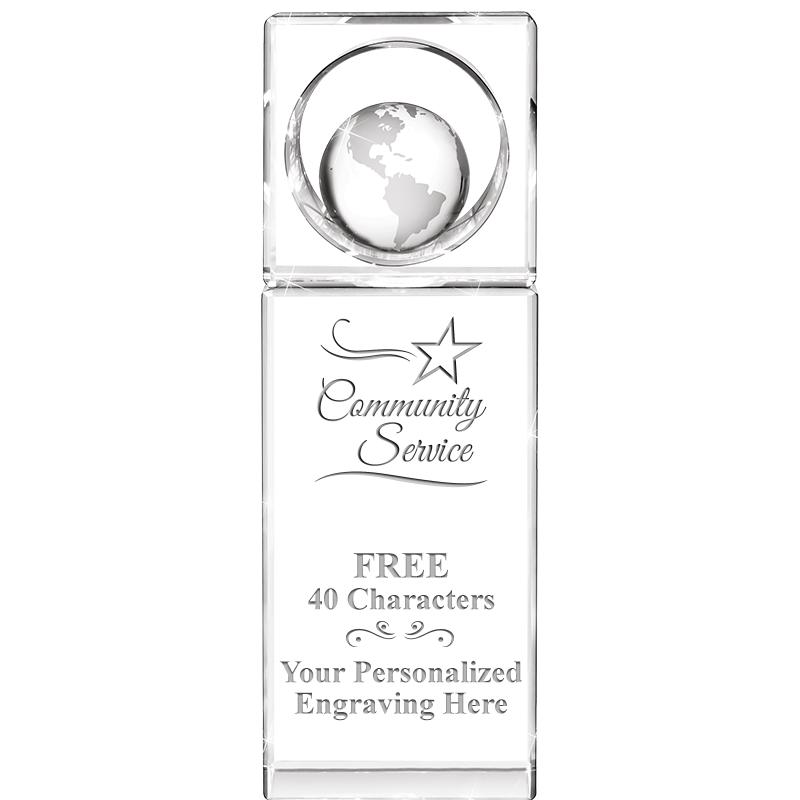 8"WINNERS CIRCLE GLOBE CRYSTAL