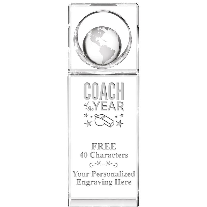 8"WINNERS CIRCLE GLOBE CRYSTAL