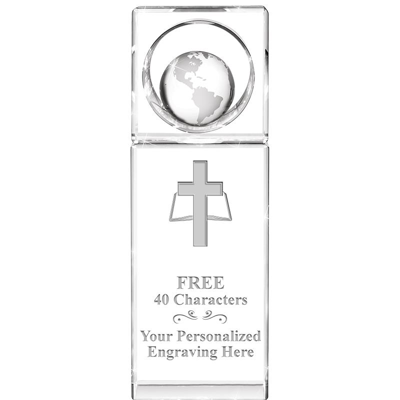 8"WINNERS CIRCLE GLOBE CRYSTAL