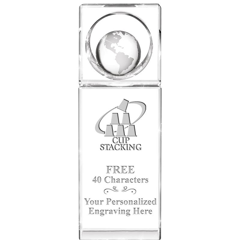 8"WINNERS CIRCLE GLOBE CRYSTAL