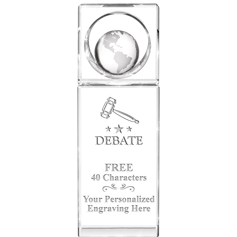 8"WINNERS CIRCLE GLOBE CRYSTAL