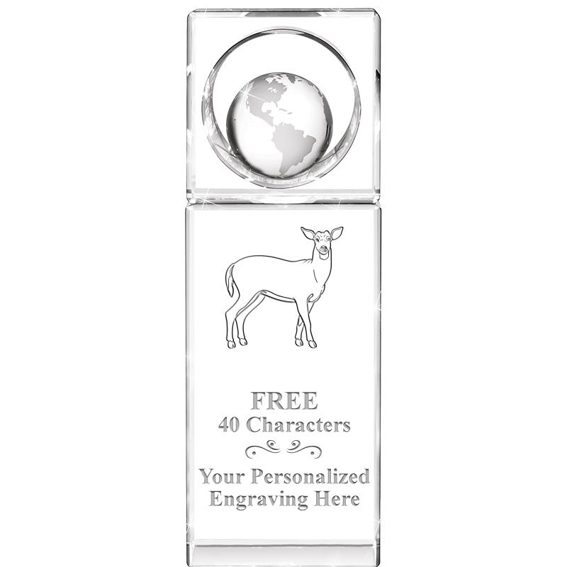 8"WINNERS CIRCLE GLOBE CRYSTAL