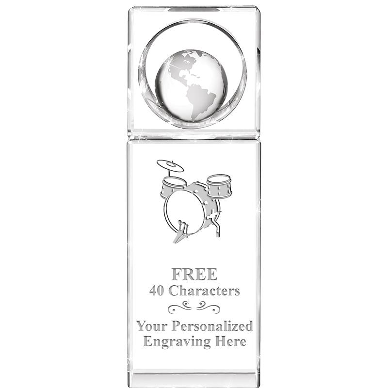 8"WINNERS CIRCLE GLOBE CRYSTAL