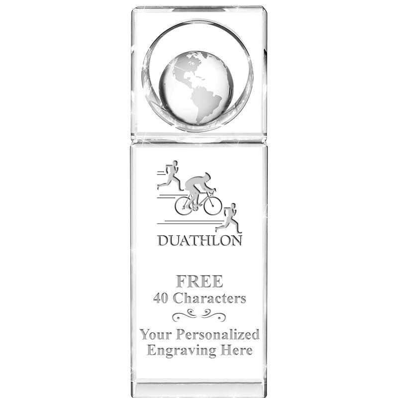 8"WINNERS CIRCLE GLOBE CRYSTAL