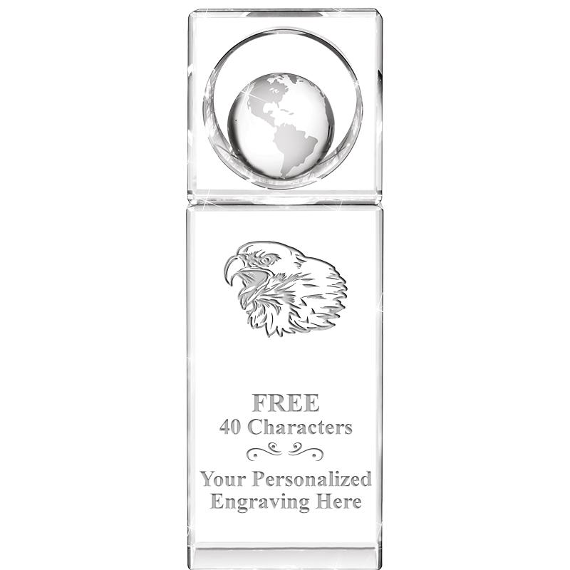 8"WINNERS CIRCLE GLOBE CRYSTAL