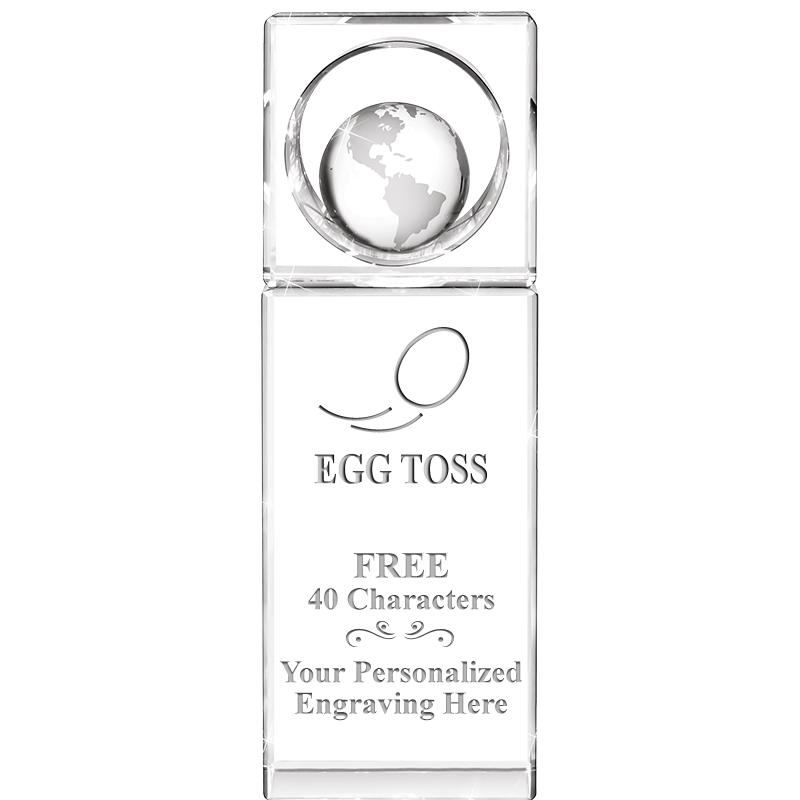 8"WINNERS CIRCLE GLOBE CRYSTAL