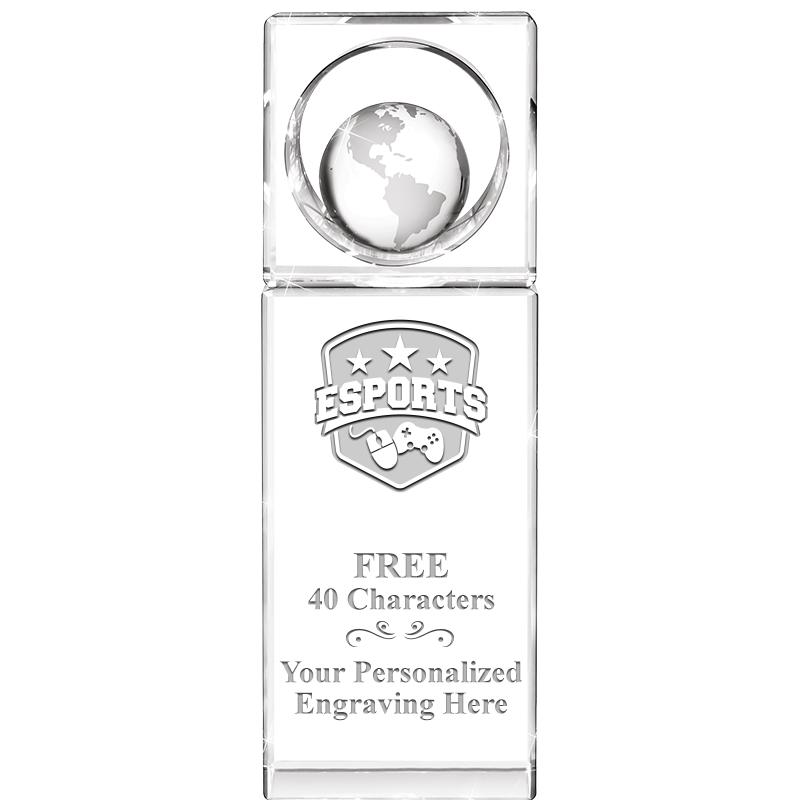 8"WINNERS CIRCLE GLOBE CRYSTAL