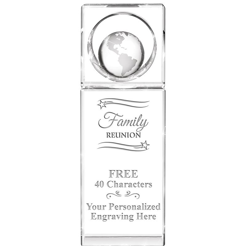 8"WINNERS CIRCLE GLOBE CRYSTAL