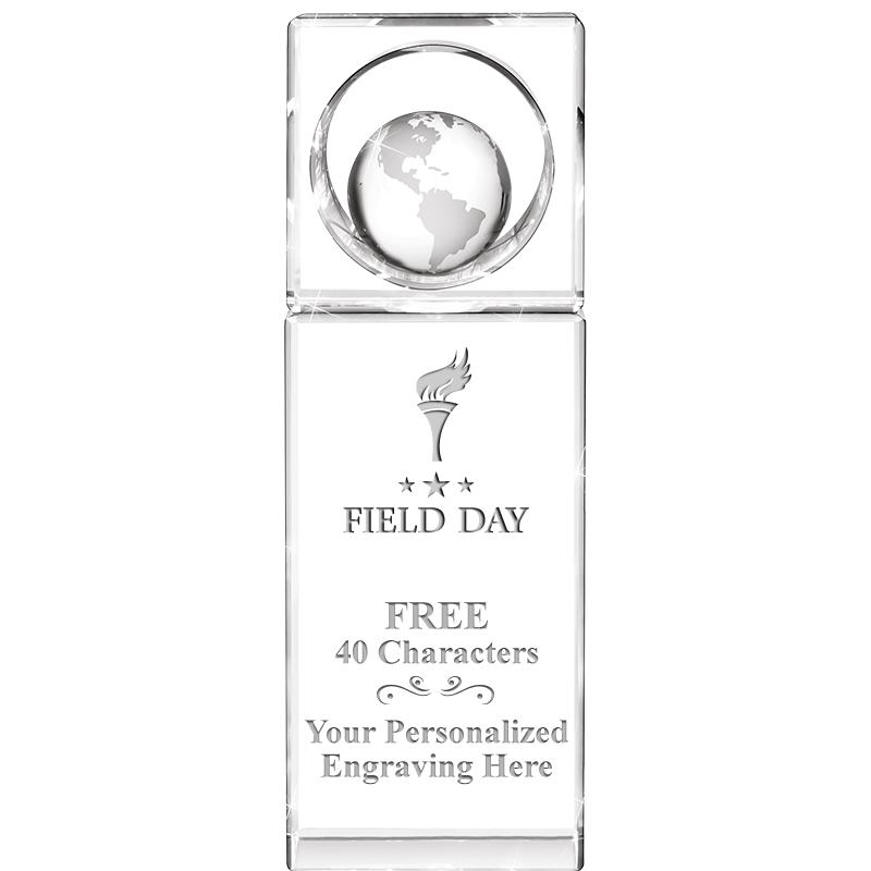 8"WINNERS CIRCLE GLOBE CRYSTAL