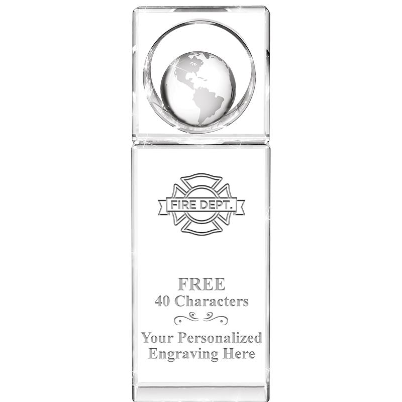 8"WINNERS CIRCLE GLOBE CRYSTAL