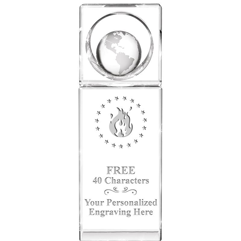 8"WINNERS CIRCLE GLOBE CRYSTAL