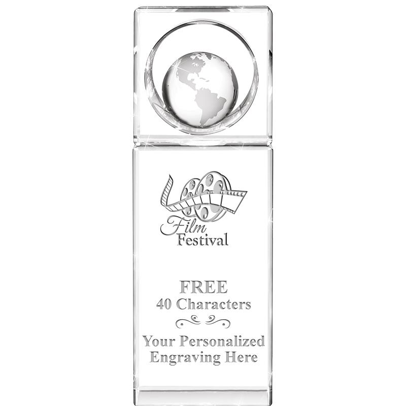 8"WINNERS CIRCLE GLOBE CRYSTAL