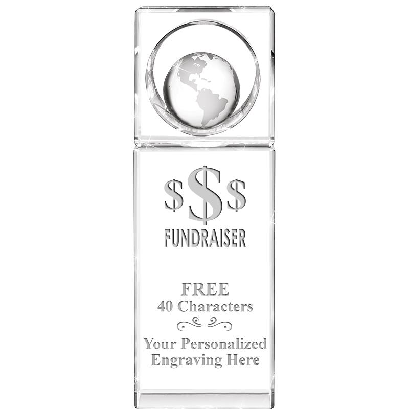 8"WINNERS CIRCLE GLOBE CRYSTAL