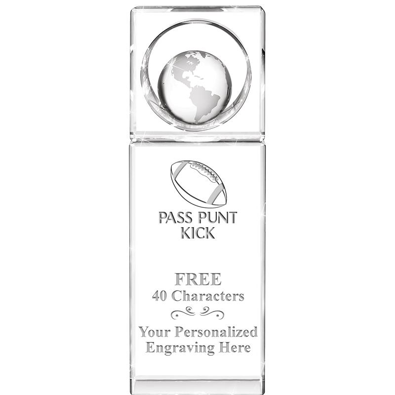 8"WINNERS CIRCLE GLOBE CRYSTAL