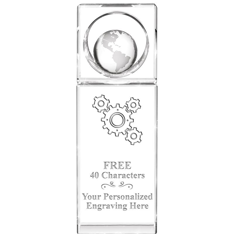 8"WINNERS CIRCLE GLOBE CRYSTAL