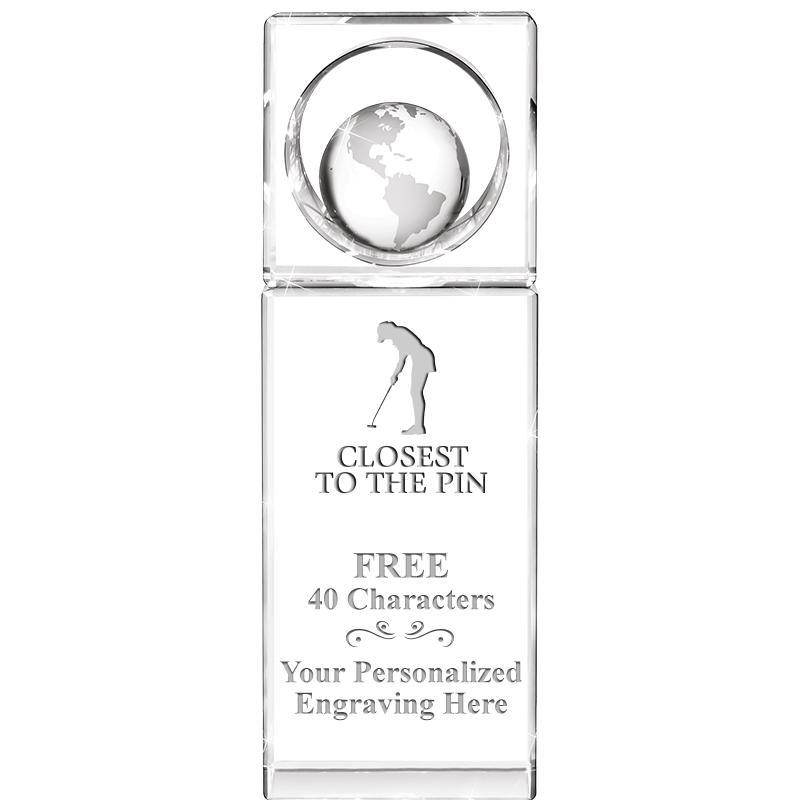 8"WINNERS CIRCLE GLOBE CRYSTAL