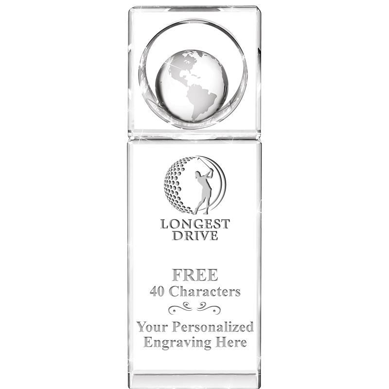 8"WINNERS CIRCLE GLOBE CRYSTAL