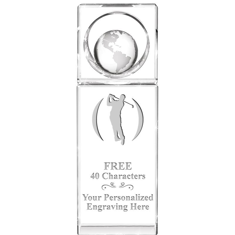 8"WINNERS CIRCLE GLOBE CRYSTAL