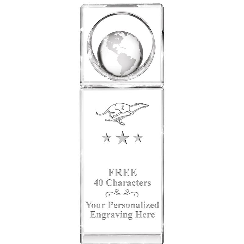 8"WINNERS CIRCLE GLOBE CRYSTAL