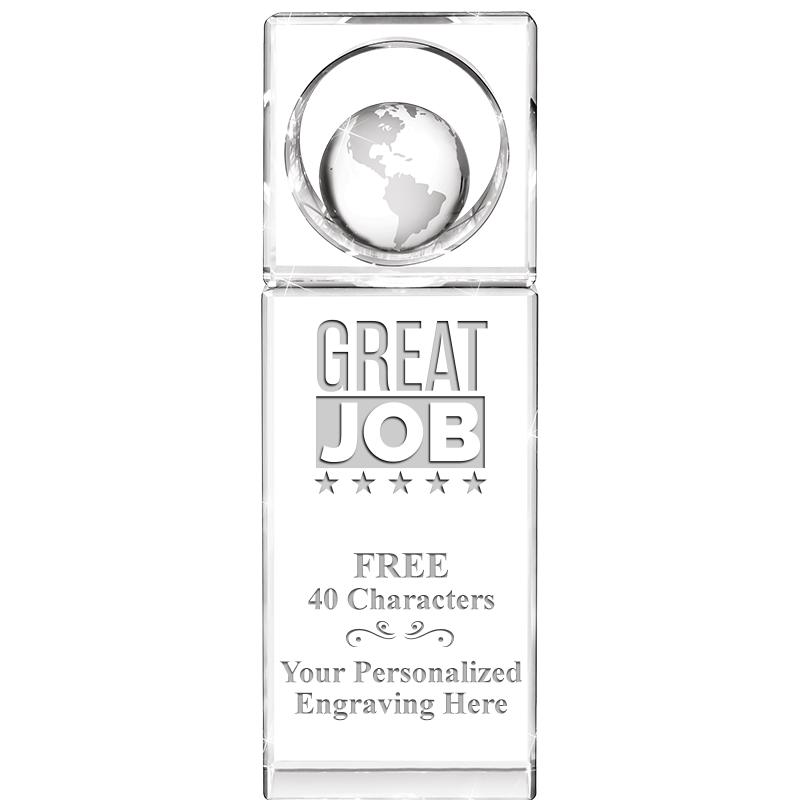 8"WINNERS CIRCLE GLOBE CRYSTAL