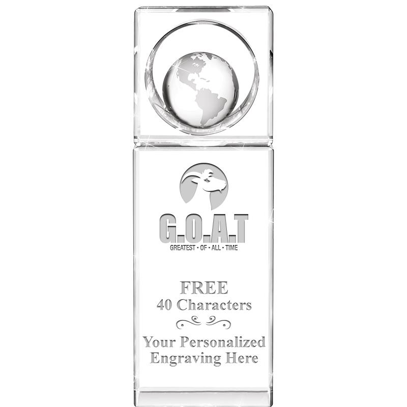 8"WINNERS CIRCLE GLOBE CRYSTAL