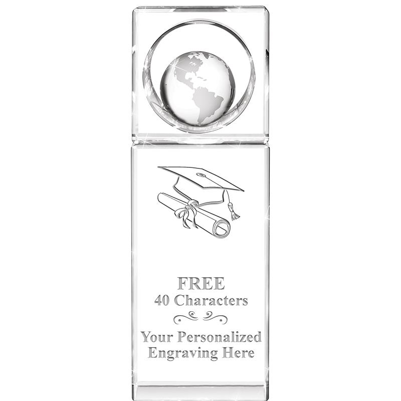 8"WINNERS CIRCLE GLOBE CRYSTAL