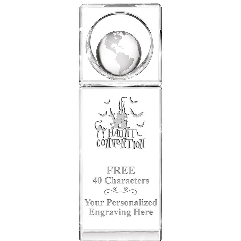 8"WINNERS CIRCLE GLOBE CRYSTAL