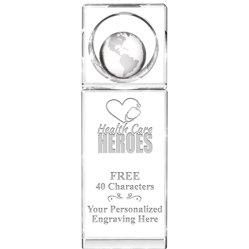 8"WINNERS CIRCLE GLOBE CRYSTAL