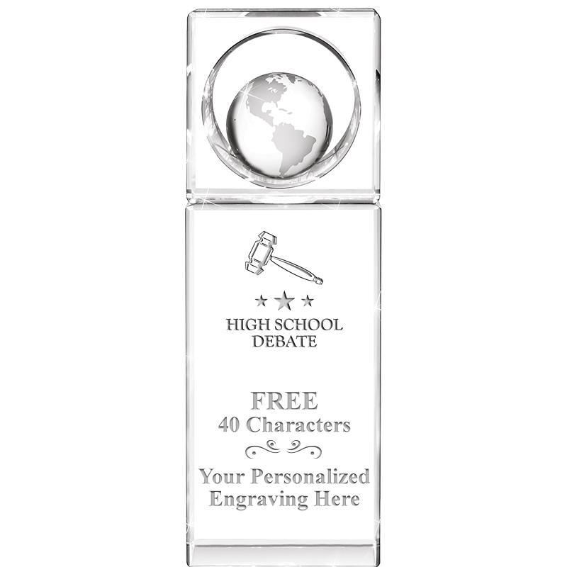 8"WINNERS CIRCLE GLOBE CRYSTAL