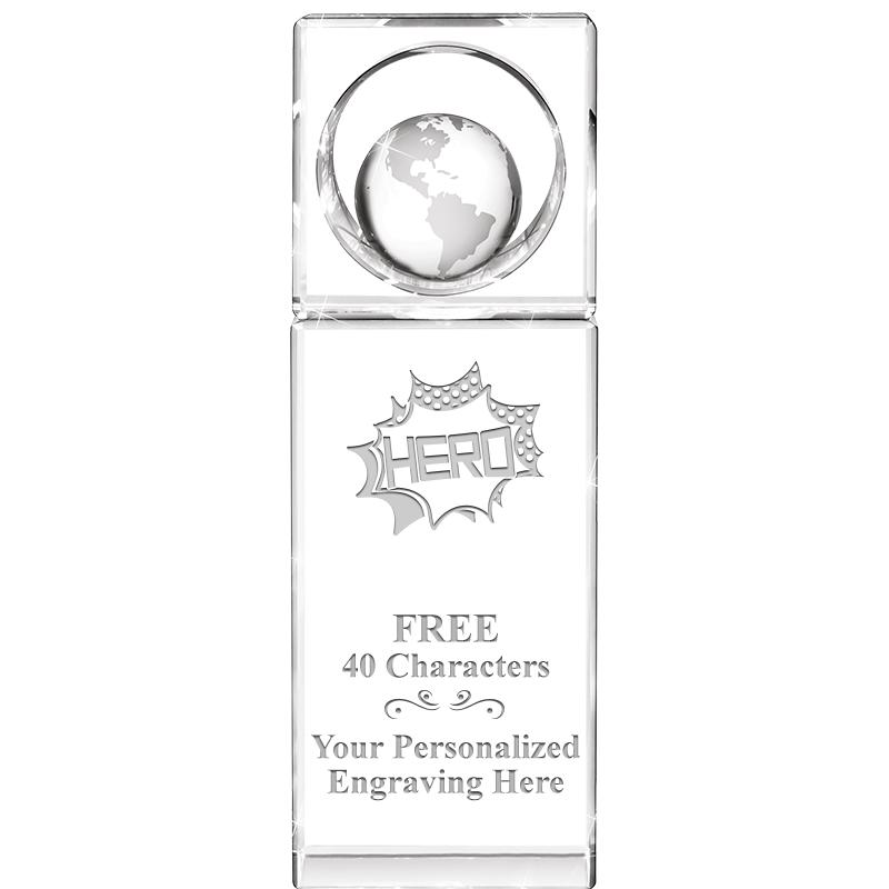 8"WINNERS CIRCLE GLOBE CRYSTAL