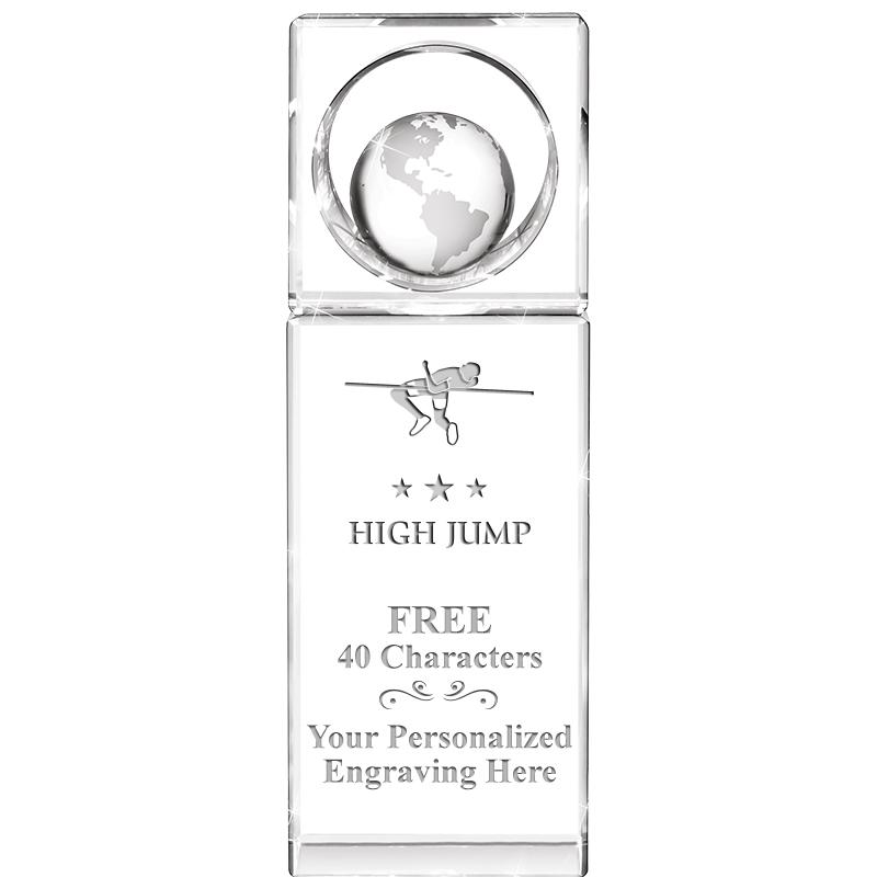 8"WINNERS CIRCLE GLOBE CRYSTAL