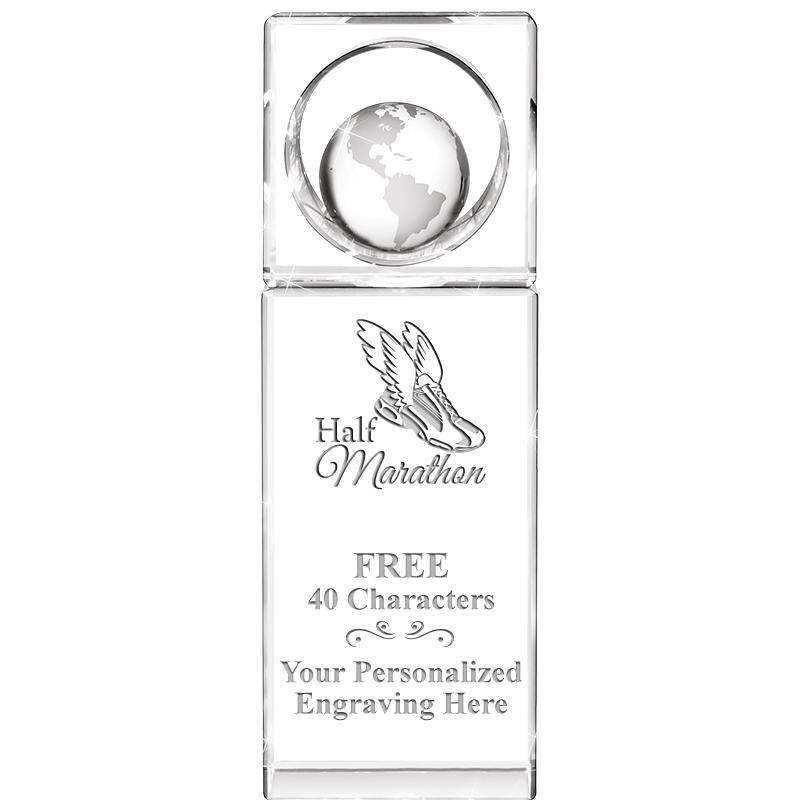 8"WINNERS CIRCLE GLOBE CRYSTAL