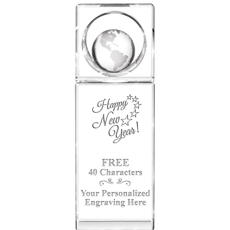 8"WINNERS CIRCLE GLOBE CRYSTAL