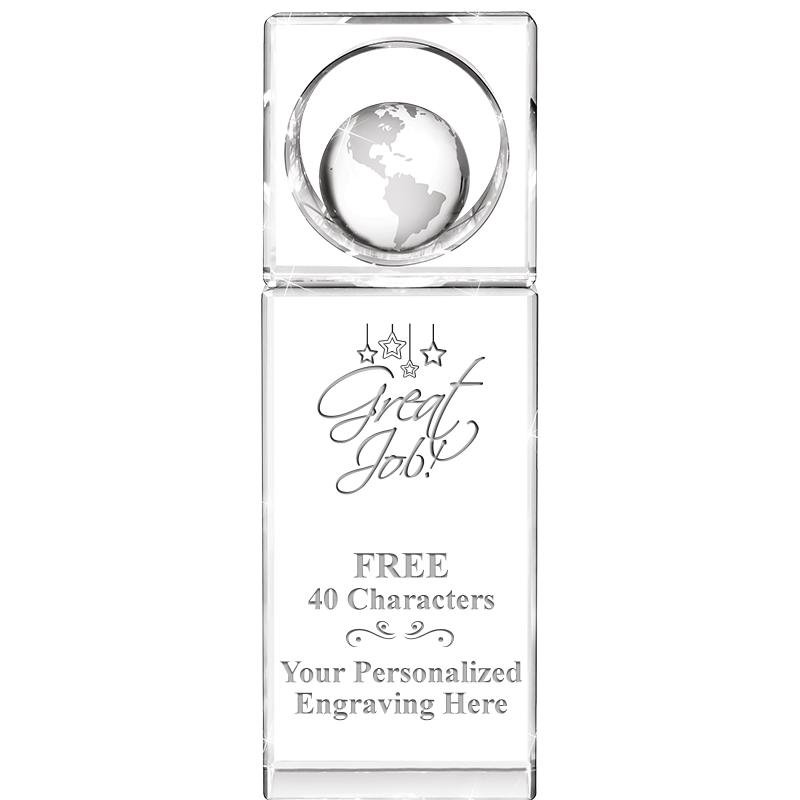 8"WINNERS CIRCLE GLOBE CRYSTAL