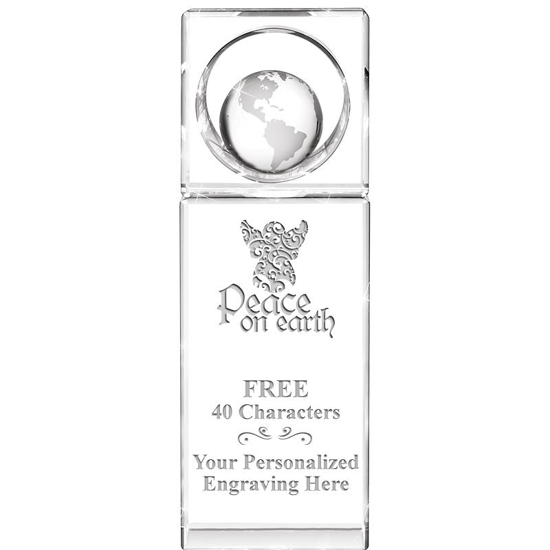 8"WINNERS CIRCLE GLOBE CRYSTAL