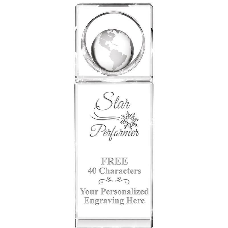 8"WINNERS CIRCLE GLOBE CRYSTAL