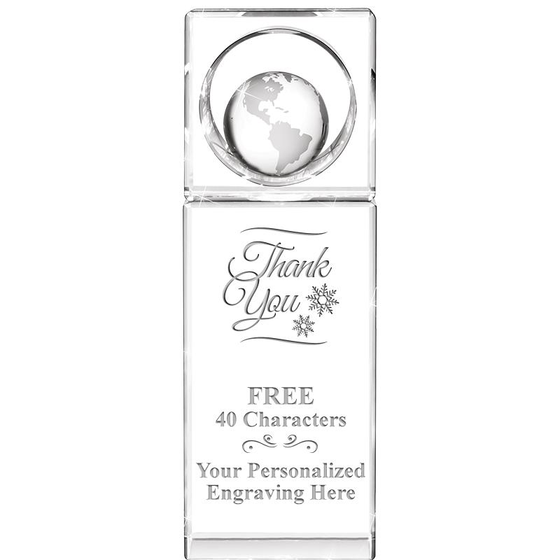 8"WINNERS CIRCLE GLOBE CRYSTAL