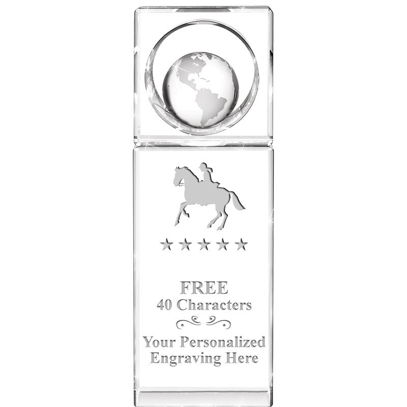 8"WINNERS CIRCLE GLOBE CRYSTAL