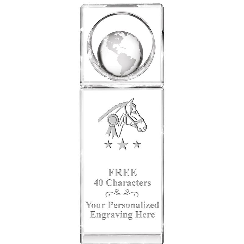 8"WINNERS CIRCLE GLOBE CRYSTAL