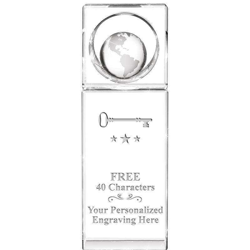 8"WINNERS CIRCLE GLOBE CRYSTAL