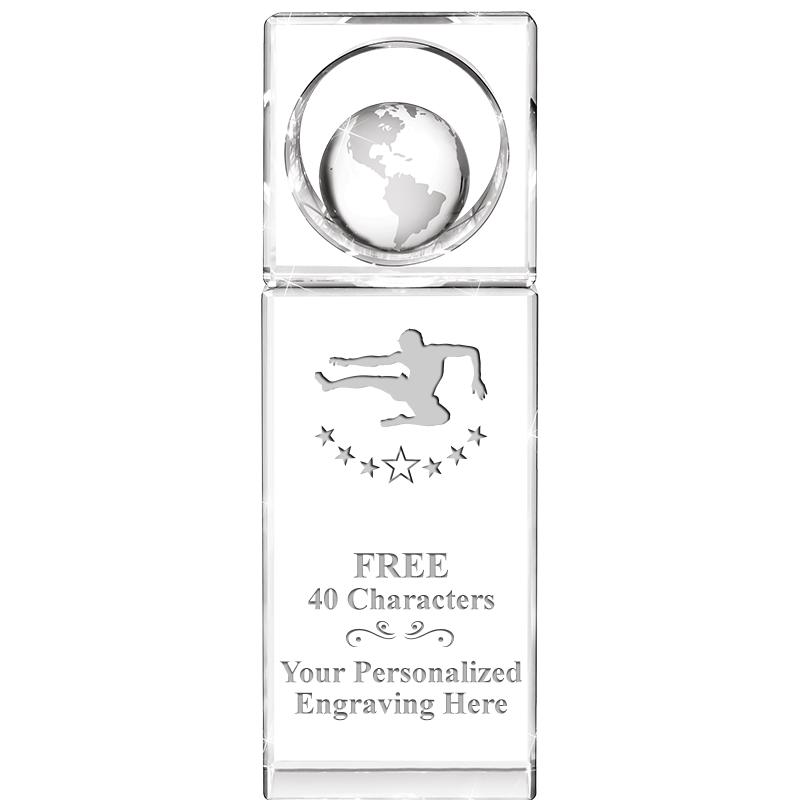 8"WINNERS CIRCLE GLOBE CRYSTAL