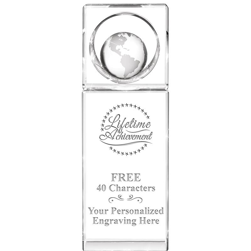 8"WINNERS CIRCLE GLOBE CRYSTAL