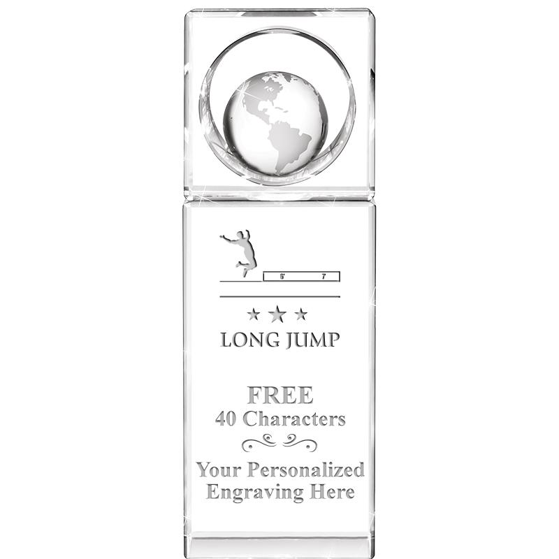 8"WINNERS CIRCLE GLOBE CRYSTAL